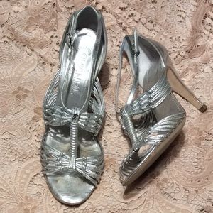 Chanel Silver Strappy Heels